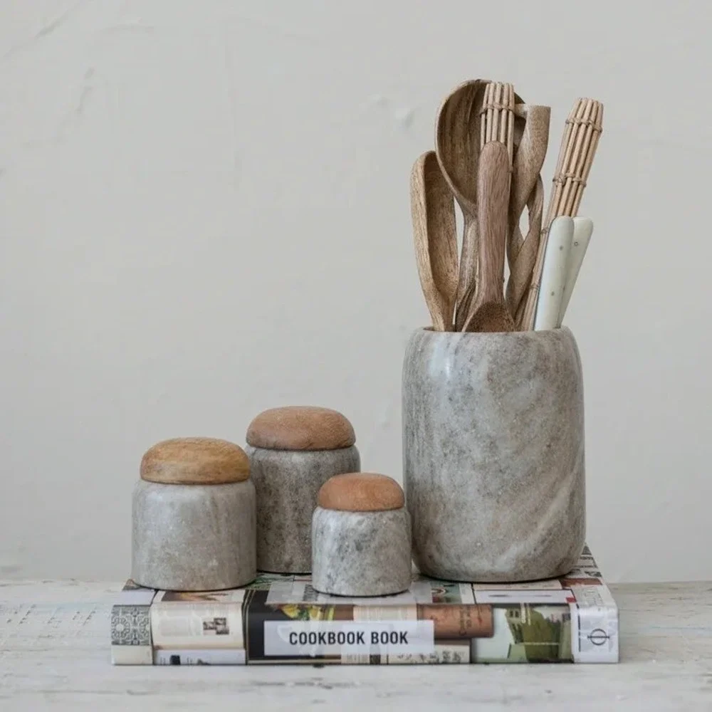 Buff‎ Marble Bottle Holder Wine Chiller Kitchen Utensil Crock 4.5x6 Round Stone